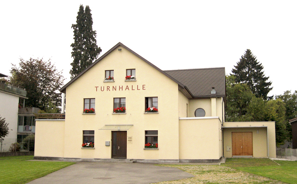 Die Sporthalle der Turnerschaft Hard, Vorarlberg.